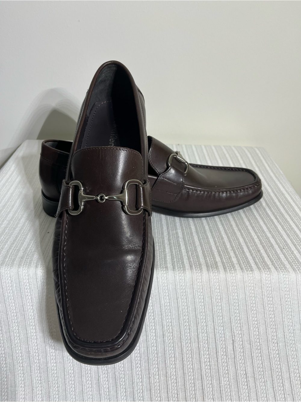 Calvin Klein Men's Brown Leather Bit Loafers 12M